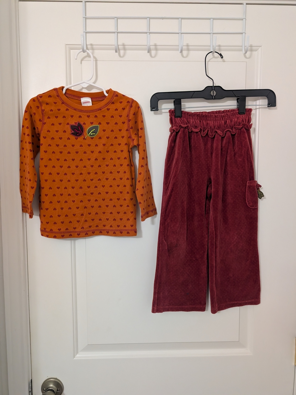Vintage 2006 Gymboree Harvest Leaves 2pc Velour Pants Top Set Girls 4